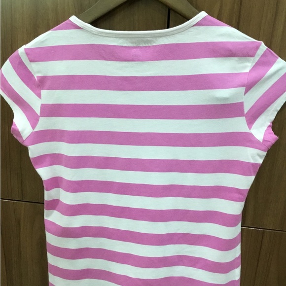 Purple and White Striped Girls T-Shirt with Heart and Circle Pattern - Picture 3 of 3